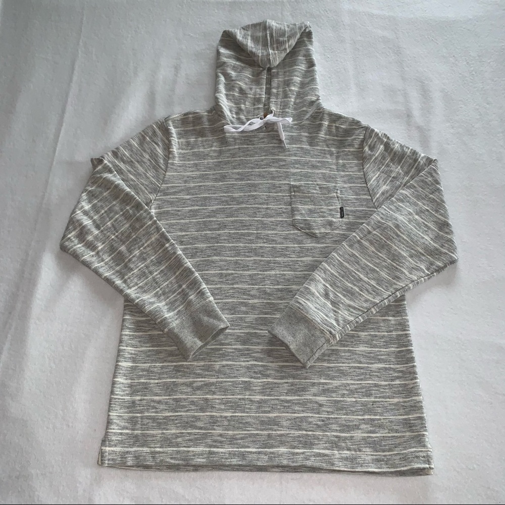 Billabong Mens Gray & White Stripe Hoodie Medium Surfer skater beach